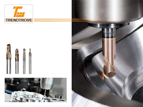 Image of Ball Nose Carbide End Mill, 2 Flute, HRC50, TiSiN Coated, CNC Router Bits for Hardened Steel, Stainless Steel, Alloy Steel, Aluminum, Metal - (1 /8 inch 1 /4 inch 3 /8 inch 1 /2 inch) Diameter (1 /2 inch Diameter)