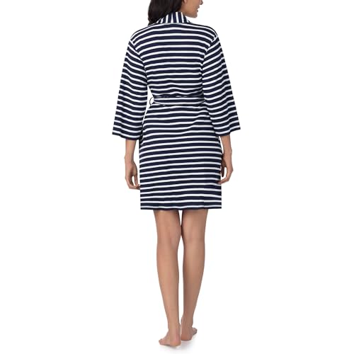 Image of Nautica Womens Soft Robe - Above Knee 3 /4 Length Sleeve Lightweight Robe - Cotton Knit Jersey Sleepwear and Loungewear