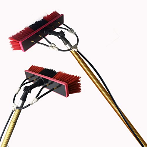 Ryanbem Palo Telescópico Limpiacristales 3.6-10.8M Longitud Ajustable para Limpiar Ventanas Altas en Interiores y Exteriores Multiángulo Kit de Limpieza de Ventanas Gold 15FT/4.5M Cover