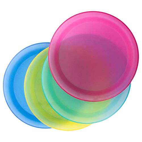 Imperial Home Plastic Plates, Outdoor Plate Set, Party Supplies, Reusable Picnic or Camping Plates, Use for Dinner, Salad Dishes, Snack or Lunch, Safe, BPA Free Colorful Dinnerware Set of 4 (10 inch)