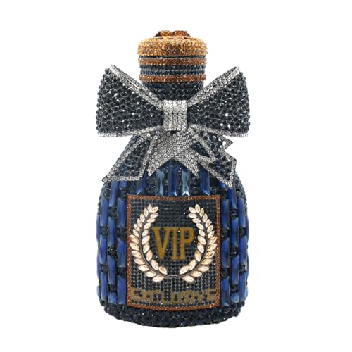 Image of UMREN Women Champagne Bottle Rhinestone Evening Bag Sweet Bow Diamond Clutch Purse Crystal Handbag for Party Cocktail