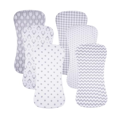 Image of Gelisite 6 Pack Cotton Baby Burp Cloths Extra Absorbent Soft for Baby Boys and Girls (Grey03)