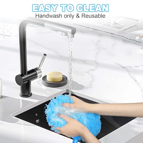 Image of Eunice 13-49.7 Inches Ceiling Fan Duster with Extension Pole, 4-Claw and Round Heads, Adjustable and Removable Fan Cleaner Blade for High Ceiling, Window Door Furniture (Blue)