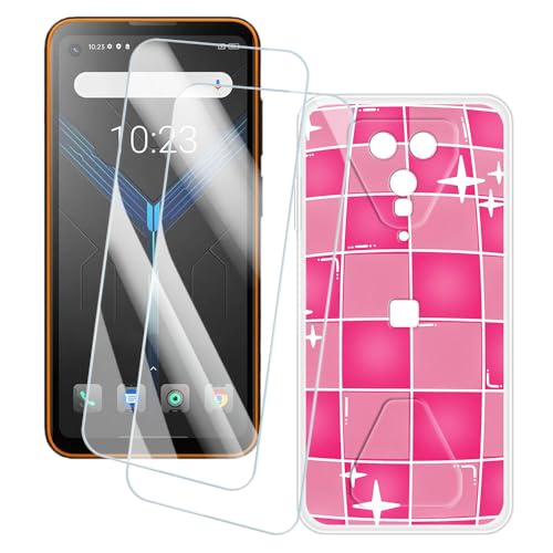 OAGELIM 2�Z�b�g �X�N���[���v���e�N�^�[ + �P�[�X Blackview BL5000 (6.36 �C���`) �Ƃ̌݊������� �A�[�e�B�X�e�B�b�N�J�X�^���v�����g�J�o�[�Ƌ����K���X�t�B���� �X�N���b�`�h�~ (�s���N�̐��E)