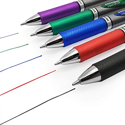 Energel Bl80 Retractable Liquid Gel Ink Rollerball Pen - 1.0Mm - 1 Of Each Colour - Pack Of 5 #TOP3
