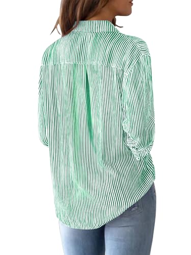 Chic Cotton Striped V Neck Shirt - Image 2