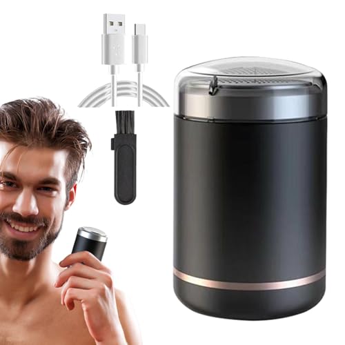 Duroecsain Maquinilla de afeitar eléctrica compacta | Cortadora de barba recargable con cabezal ajustable | Máquinas de afeitar impermeables para cuidado facial hombre para abuelo, marido e hijo