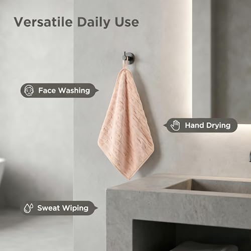 LMMINBZ 3 Pack Microfiber Hand Towels for Bathroom with Hanging Loops Quick Dry Small Towel Set for Bathroom Kitchen 14 x29.6inch (Pink) — view 6