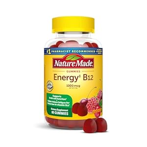 Nature Made Vitamin B12 Gummies 1000 mcg per serving, Dietary Supplement for Energy Metabolism Support, B12 Vitamins, 80 Gummy Vitamins, 40 Day Supply