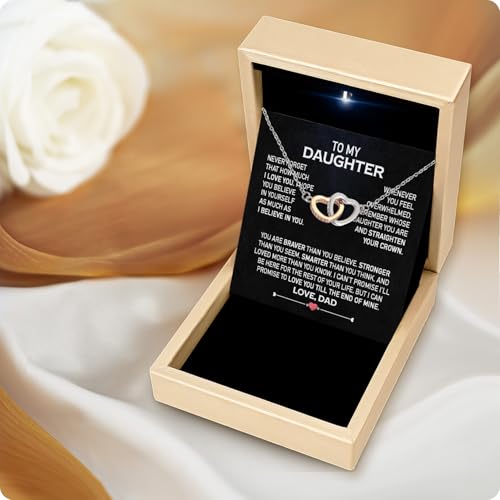 Larvincy To My Daughter Necklace From Dad With Heartfelt Message & Elegant Box, Gifts For Daughter From Father, Beautiful Jewelry Gift From Love Daddy On Graduation, Birthday, Wedding, Christmas3