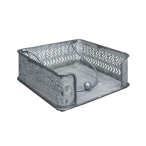 NIKKY HOME Rustic Galvanized Metal Napkin Holder Tray with Weight Ball