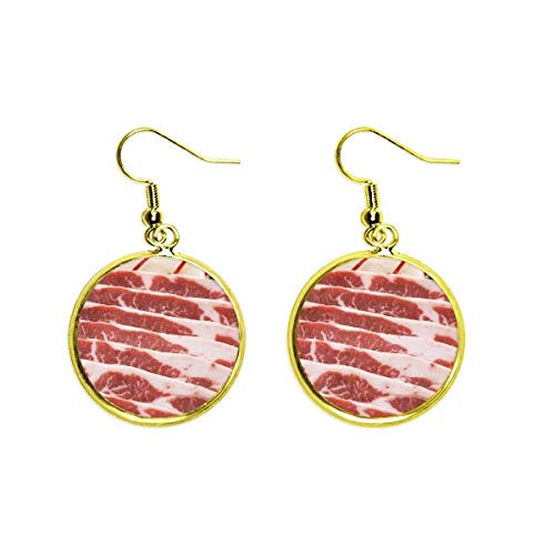 Chuletas de cerdo pendientes dorados con textura de alta joyería
