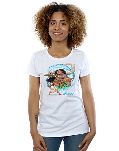 Disney Women's Moana and Maui Wave T-Shirt White Large