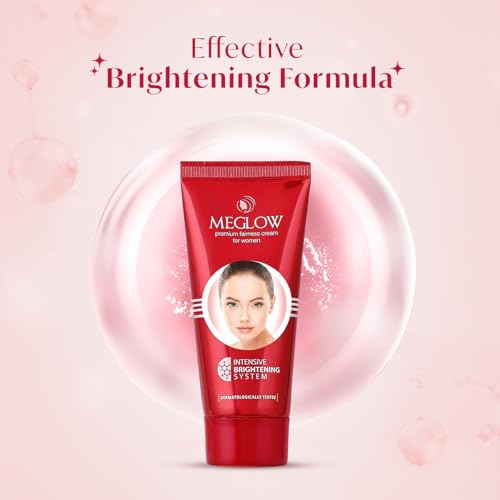 Meglow by Leeford | Skin Brightening Moisturizer Cream for Women| Hydrates, Repairs, Radiates | Reduces Dark Spots, Melanin, Melasma | Prevents Pigmentation | Even Tone Pack of 3 (50g each)