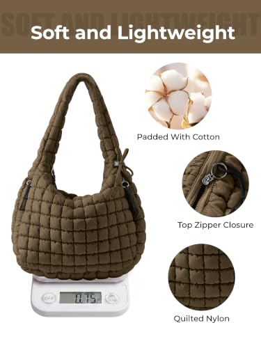 Image of Puffer Quilted Tote Bag for Women Nylon Crossbody Bags Puffy Purse Hobo Large Shoulder Bag Trendy