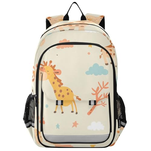 kid purse backpack 8-12： modern bookbags for youth in assorted colors - cartoon Giraffe yellow cute