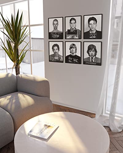 Haus And Hues Celebrity Mugshots Poster Rock Posters Vintage- Kurt Cobain Poster Mick Jagger Mugshot Elvis Poster Jimi Hendrix Poster David Bowie Poster Frank Sinatra Mugshot Poster (Black Framed, 11X14) #TOP5