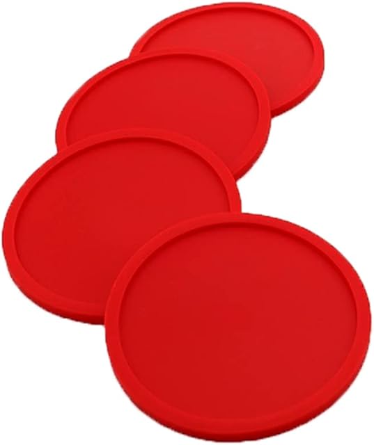 JJA Drink Coasters Set of 4, Cup Pad, Place Mat, Made with Round Rubber Silicone, Hot Drink Coaster, Non Slip, Decorative Coffee Cup Tea Mug Coasters for Mugs and Cups (Red)