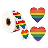 Toperd 1200 Count Gay Pride Stickers LGBT Rainbow Color Heart Shaped Stickers Roll for Gifts, Crafts, Envelope Sealing and Lesbian Gay Group Activities , 1.6 x 1.6 in