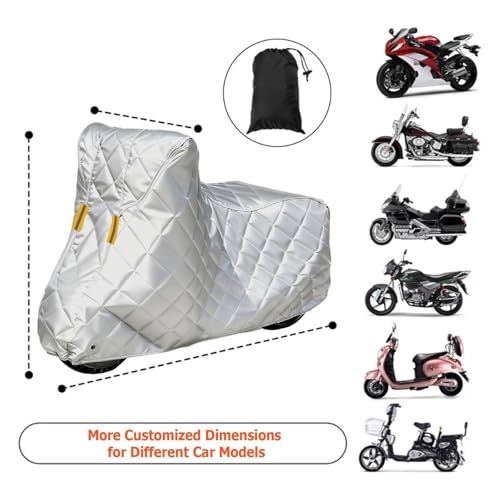 Winter Motorcycle Cover for Ducati Multistrada V2 2022-2026, Heavy Duty Anti-Hail Motorcycle Cover Ice/Snow Proof Night Reflective Design,Silver-L/180cm