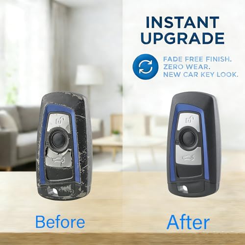 3 Button BMW Key Fob Case Replacement with Uncut Blade & Battery 2450 Fit For BMW 1 2 3 4 Series (F20 F22 F30 F31 F32)- Smart Remote Key Shell Cover(Blue) - Image 3