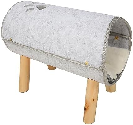 Cama elevada Tipo túnel para Gatos con Patas de Madera, Cama Suav...
