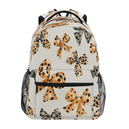 Leopard Print Bows Pattern Kids Backpack for Boys Girls Backpacks Student Backpack Big For Elementary School Shoulder Bag Bookbag - Main Image