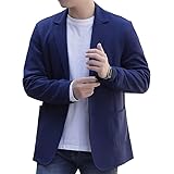 [Sulliwayu] ストレッチ テーラードジャケット スーツジャケット ブレザー メンズ 2つボタン シングル 上着 外套 ライトアウター 長袖 カジュアル ビジカジ 軽量 秋 春 (XL, ネイビー)