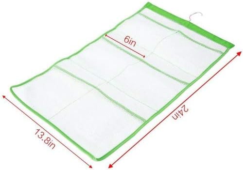 NANAN Quick Dry Hanging Bath Organizer with 6 Pockets, Hang on Shower Curtain Rod/Liner Hooks, Shower Organizer, Mesh Shower Organizer, Bathroom Accessories (Green)