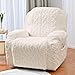 6-Piece Stretch Recliner Covers,All-Inclusive Design Reclining Chair Covers with Pocket,Recliner Sofa Slipcovers Stripe Geometric Recliner Cover Furniture Protector Covers for Pet Kid,2 Seater-Beige