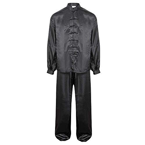 Costume de Tai Chi Playwell en Soie Noire Vêtement Arts Martiaux Taille 6 190cm
