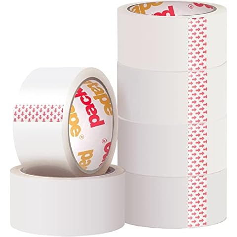 Packatape 6 Rolls General Purpose Packing Parcel Tape - Clear Transparent 48mm x 66m Packaging Tape Cover