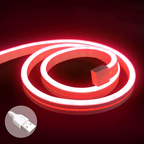 Vimeepro 5V Usb Led Neon Lights Strip 3.3Ft Neon Rope Lights Flexible Waterproof Neon Led Strip Lights For Indoor And Outdoor Bedroom Tv Backlight Cabinets Etc (Power Adapter Not Included/Red) #TOP6