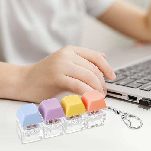 Miniatura 3 de Amaxiu 4 Llaveros De Teclado De Colores Pastel, Interruptores Azules, Llavero De Teclado Antiestrés, Interruptor Mecánico, Llavero Para Aliviar El Estrés Para Hombres Y Mujeres Sin Luz , Amarillo,