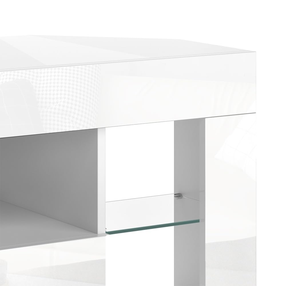 Vicco Mobile tv Denver, Bianco, 100 x 50 cm | adatto come supporto TV con ripiani aperti e chiusi