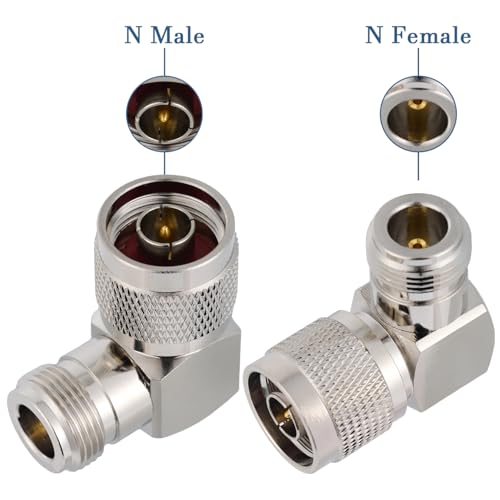 Adaptador N Macho a N Hembra Vecys Conector Ángulo Recto 50 Ohmios para Conectar Cables sin Espacio 2