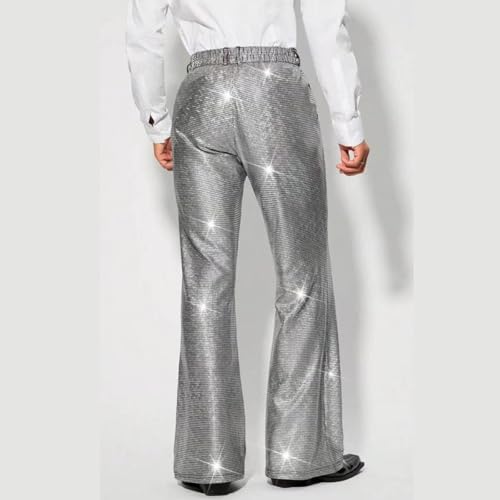 Sequins Pants for Men Night Clubwear Rave Sparkly Pants Shiny Slim Straight Leg Trousers Vintage Disco Party Outfit3