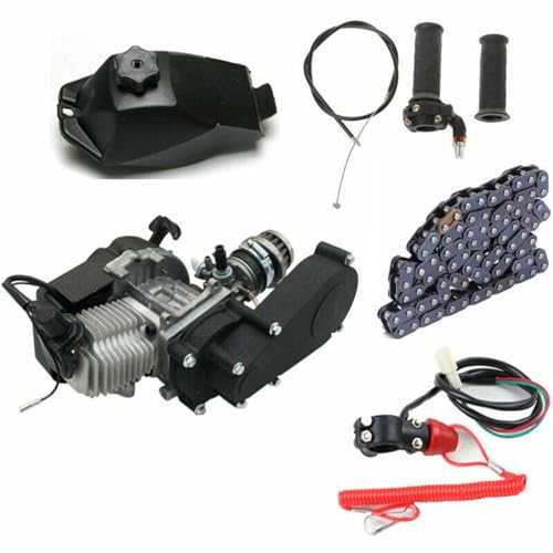 chennnls Kit moteur 49 CC - 2 temps - Moteur à traction - Kit de chaîne de transmission - Carburateur - Avec kit de moteur à engrenages pour Pocket Bike...