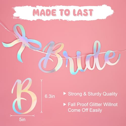 Image of Bride to Be Banner, Iridescent Bride to Be Bow Glitter Bachelorette Banner