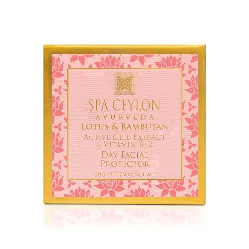 SPA CEYLON Lotus & Rambutan Day Facial Protector | Daily Facial Moisturizer | Sunscreen | Hydrating Face Sunscreen Moisturizer | For Sensitive Skin | 50g