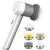 Rechargeable Electric Spin Scrubber with 5 Replaceable Brush Heads, 2 Adjustable Speeds Portable Electric Cleaning Brush, Cordless Power Scrubber for Bedroom, Kitchen, Sink, Floor, Bathtub and Wall