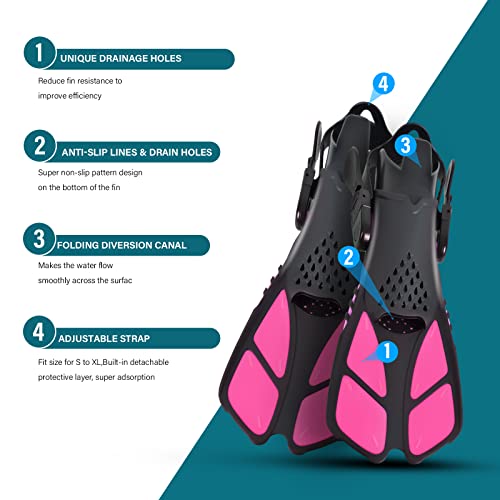 Aisrida Kids Snorkeling Set Children Mask Fin Snorkel Set Snorkeling Gear Snorkel Mask + Adjustable Swimming Kids Flippers+ Dry Snorkel Tube + Travel Bags (Red) — view 5