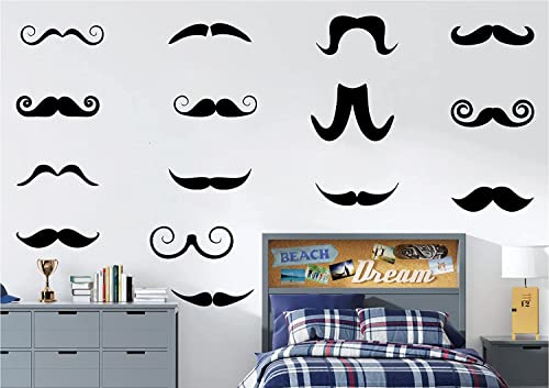15/Set Mustache Wall Decor Sticker For Kids Baby Nursery Living Room Decor Removable Vinyl Mural La952 (Black) #TOP1