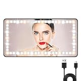 Moruedtu Car Visor Vanity Mirror with LED Lights - Rechargeable USB Makeup Mirror, 3 Light Modes & Dimmable Touch Screen, Universal Fit for Car Truck SUV Sun Visor - Ideal Gift for Women (Black)