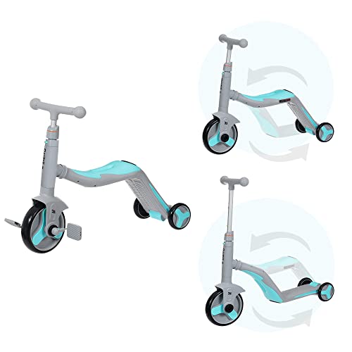 Triciclo a partir de 3 scooters para niños de 3 años, 3 en 1, triciclo con música y luces, patinete para niños con asiento plegable, 3 ruedas (azul) Cover