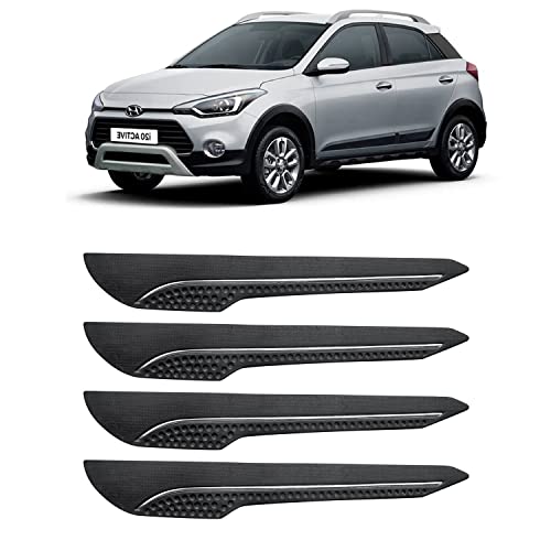 Image of AOSIS-Car Bumper Protector /Bumper Guard for Hyundai i20Active with Single Chrome Stripe (4-Pcs)