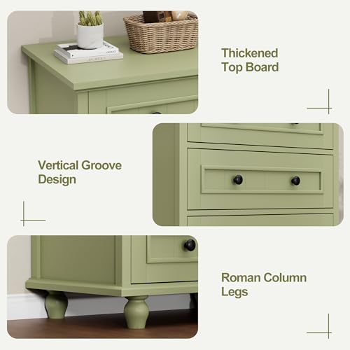 Image of 4 Drawer Dresser for Bedroom, 35'' Tall Storage Chest of Drawers, Green