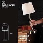 O’Bright Seraph - Cordless LED Table Lamp with Dimmer, Built-in Rechargeable Battery, 3-Level Brightness, Patio Table Lamp, Bedside Night Lamp, Ambient Light for Restaurant, Antique Brass - Image 4