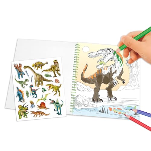 Depesche 12757 Dino World Colouring Book with Sequin Design, with 20 Pages for Designing Dinosaur Motifs Includes a Sticker Sheet - Image 3