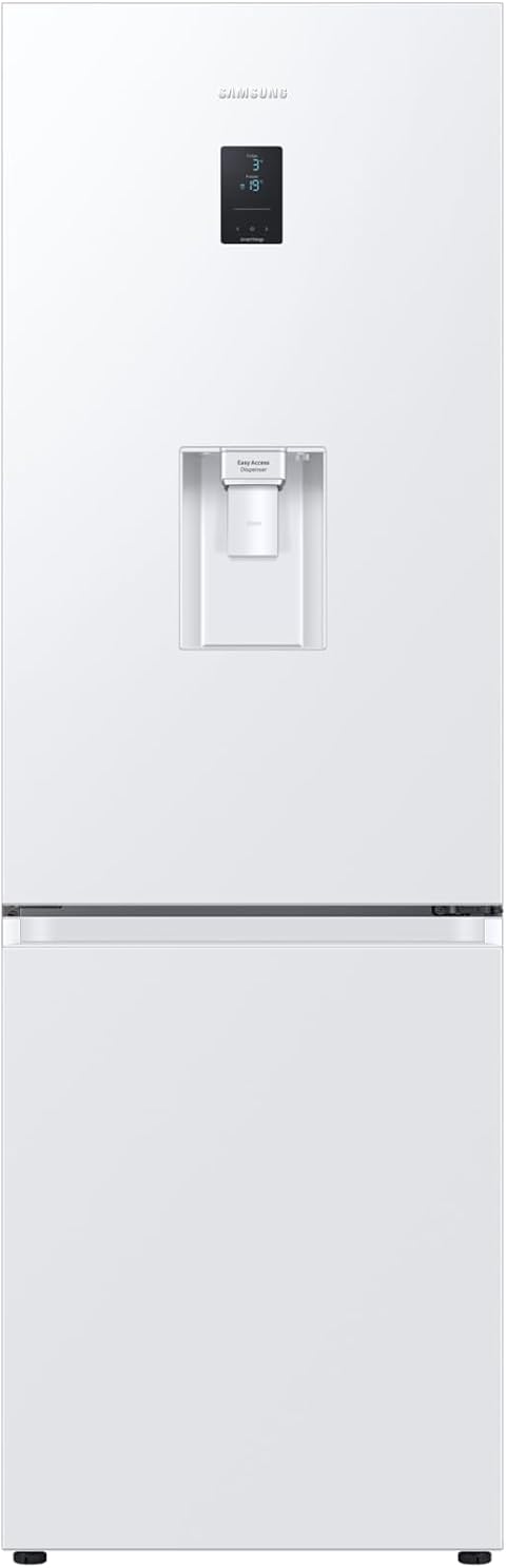 Samsung 4 Series Frost Free Classic Fridge Freezer, with Non Plumbed Water Dispenser, Wine Shelf and Big Door Bins, SpaceMax and All Around Cooling Technologies, White, RB34C652DWW/EU